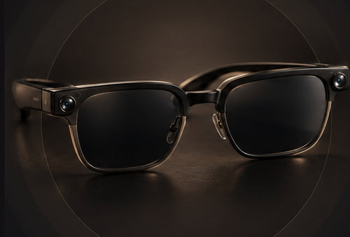 Novli Vision – illustratieve conceptafbeelding van zwarte camerabril; definitieve productfoto volgt